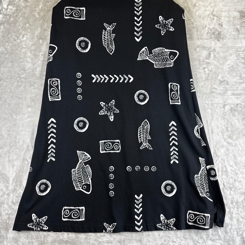 Studio G T-Shirt Dress Womens Large Black Fish Skeleton Tribal Print (x1522) - Picture 6 of 14